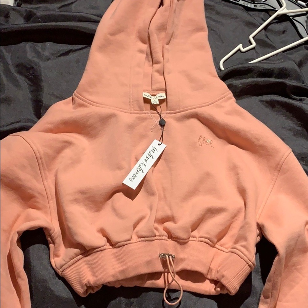For love and lemons Josie sweatshirt Cotton cropped pink baby hoodie - Picture 3 of 6